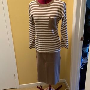 Club nicco striped sweater with solid coloured knit skirt